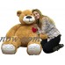 55 Inch Giant Teddy Bear Love Heart on Chest, Tan Soft New Big Plush Teddybear   